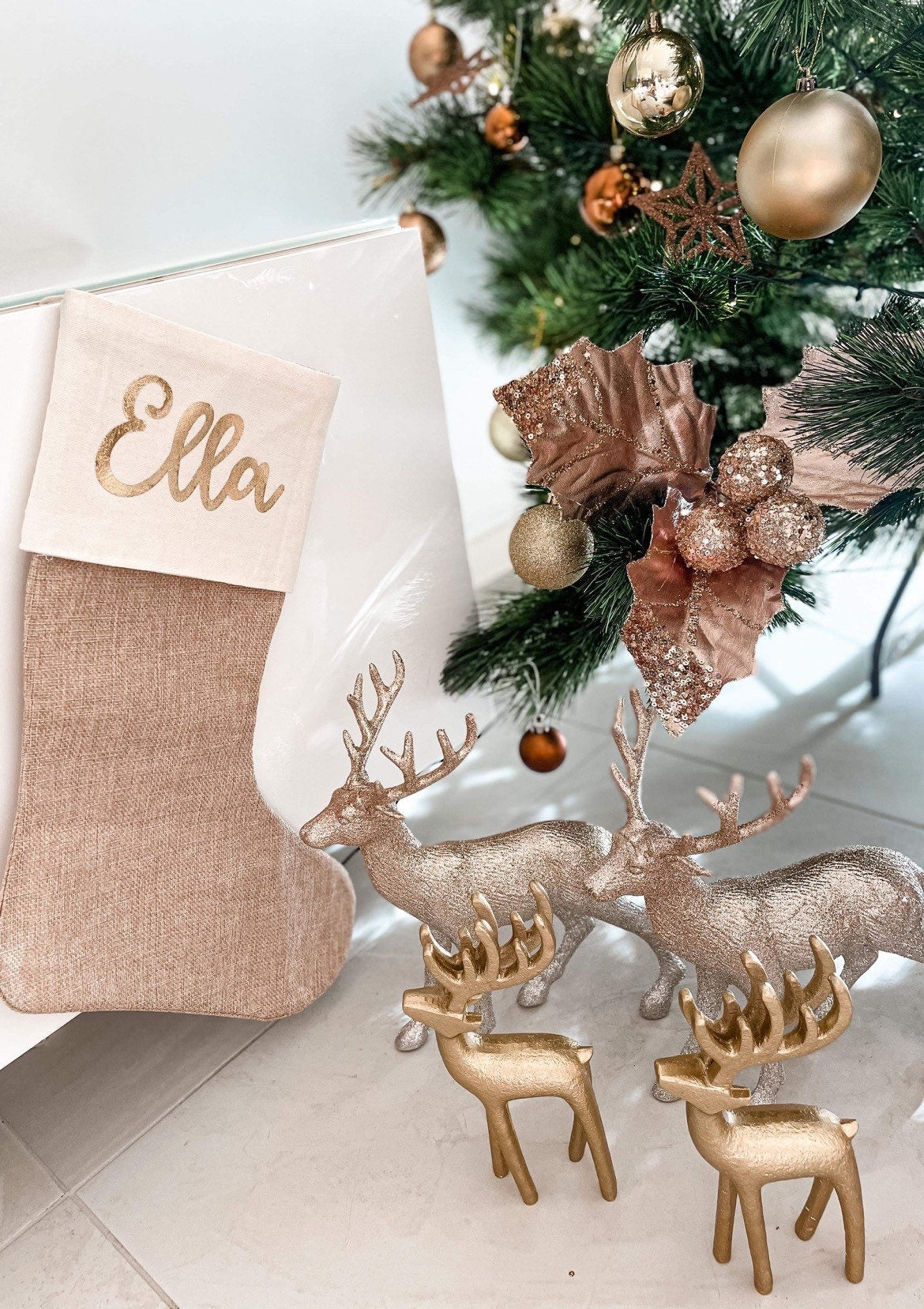 Personalised Christmas Burlap Stockings - Christmas and Family Stockings