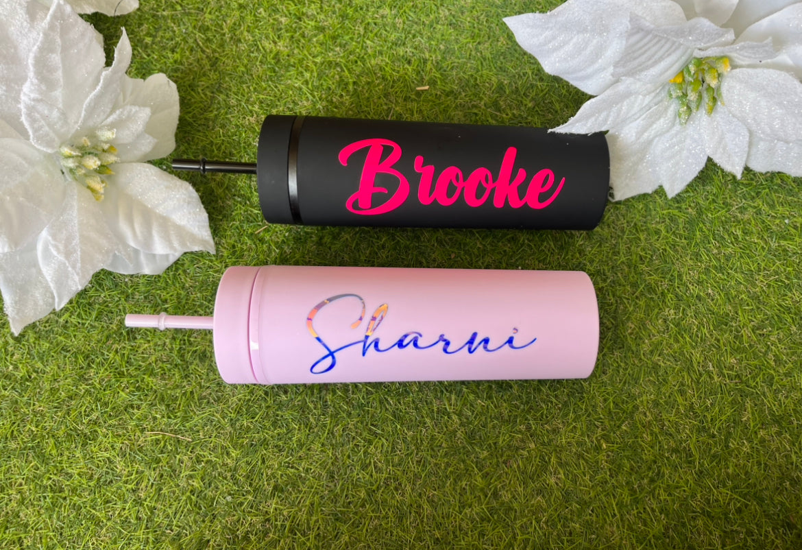 Personalised Skinny Drink Tumblers with Straw