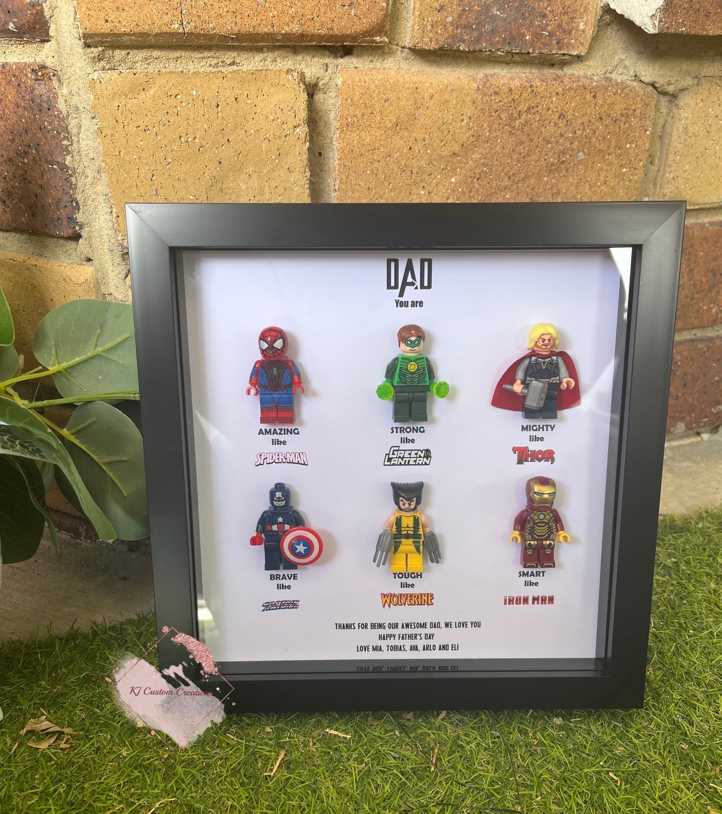 Superhero Figurine Frame - Father’s Day, Birthdays and special occasions - (6 Character Frame)