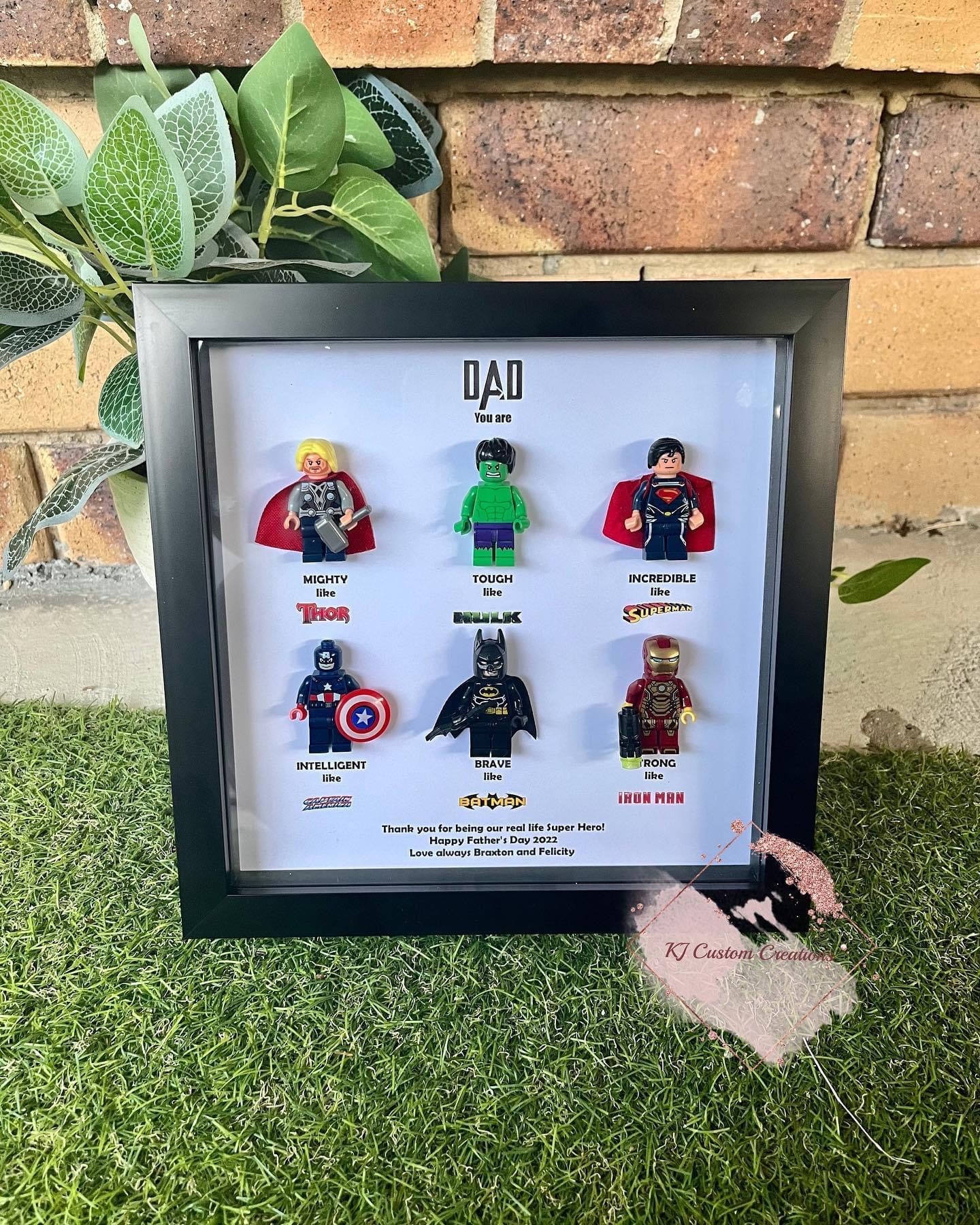 Superhero Figurine Frame - Father’s Day, Birthdays and special occasions - (6 Character Frame)