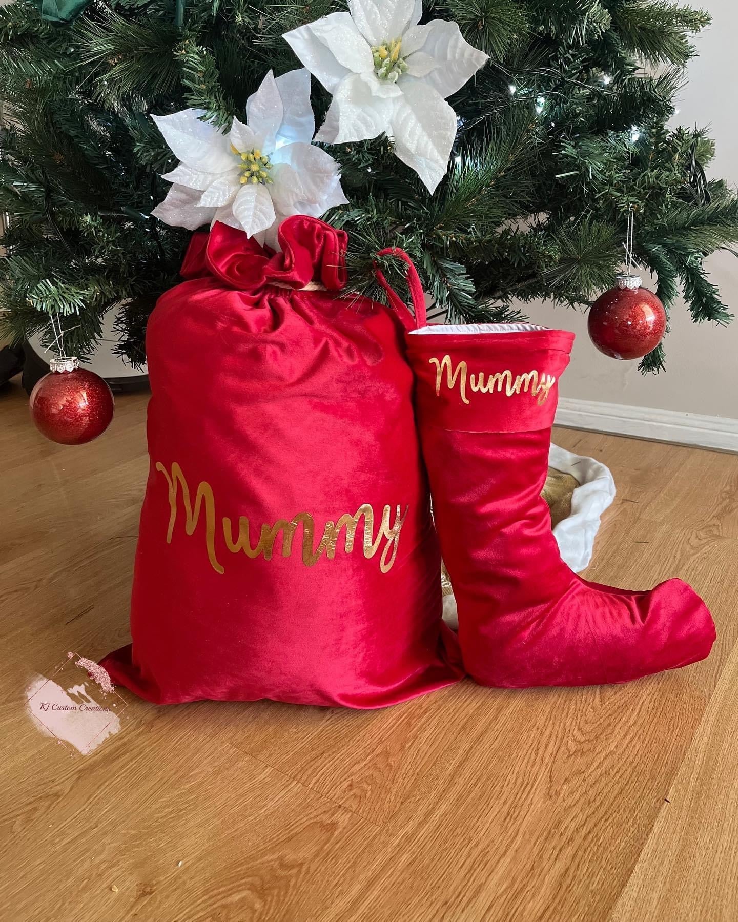 Luxury Velvet Santa Sack and Stocking Combo