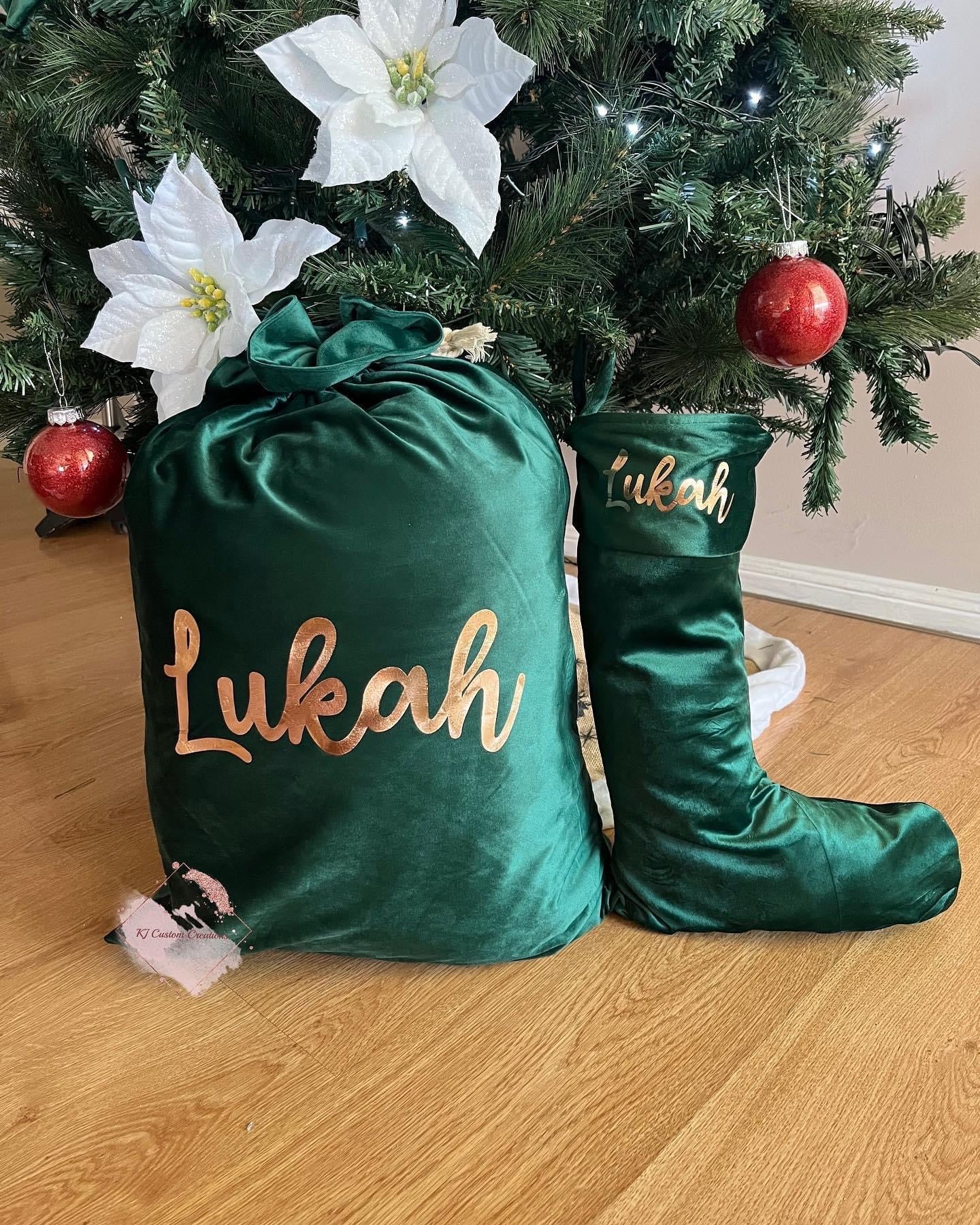 Luxury Velvet Santa Sack and Stocking Combo