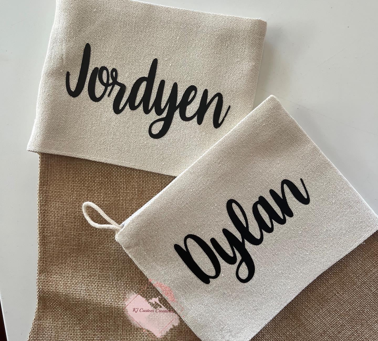 Personalised Christmas Burlap Stockings - Christmas and Family Stockings