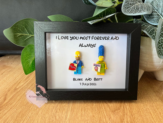 Homer and Marge Valentines Frame  - Wedding, Anniversary and Couples Gift