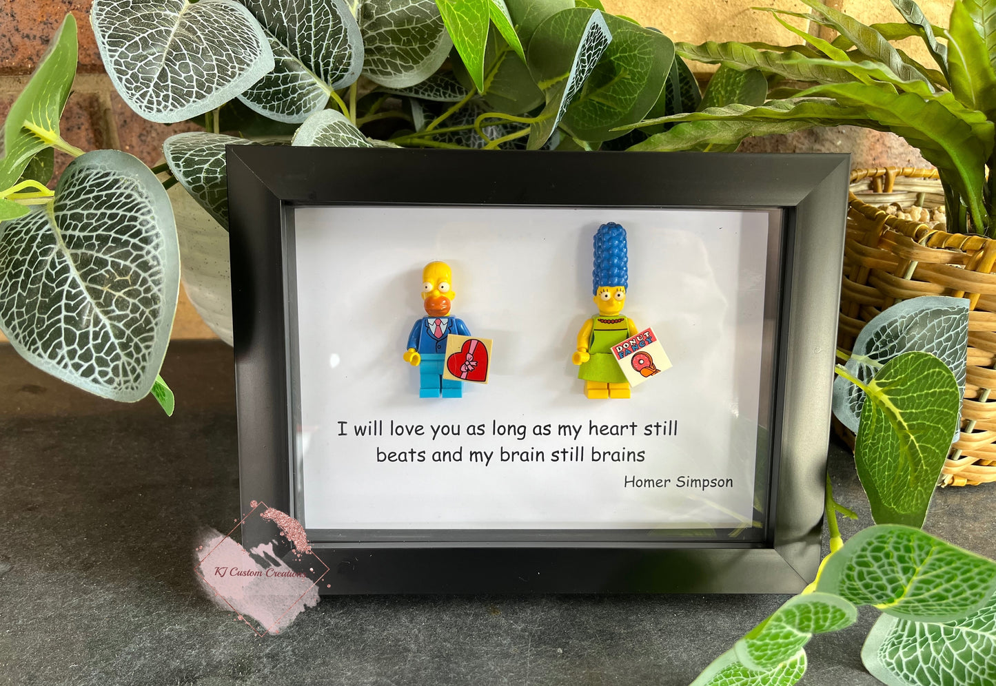 Homer and Marge Valentines Frame  - Wedding, Anniversary and Couples Gift