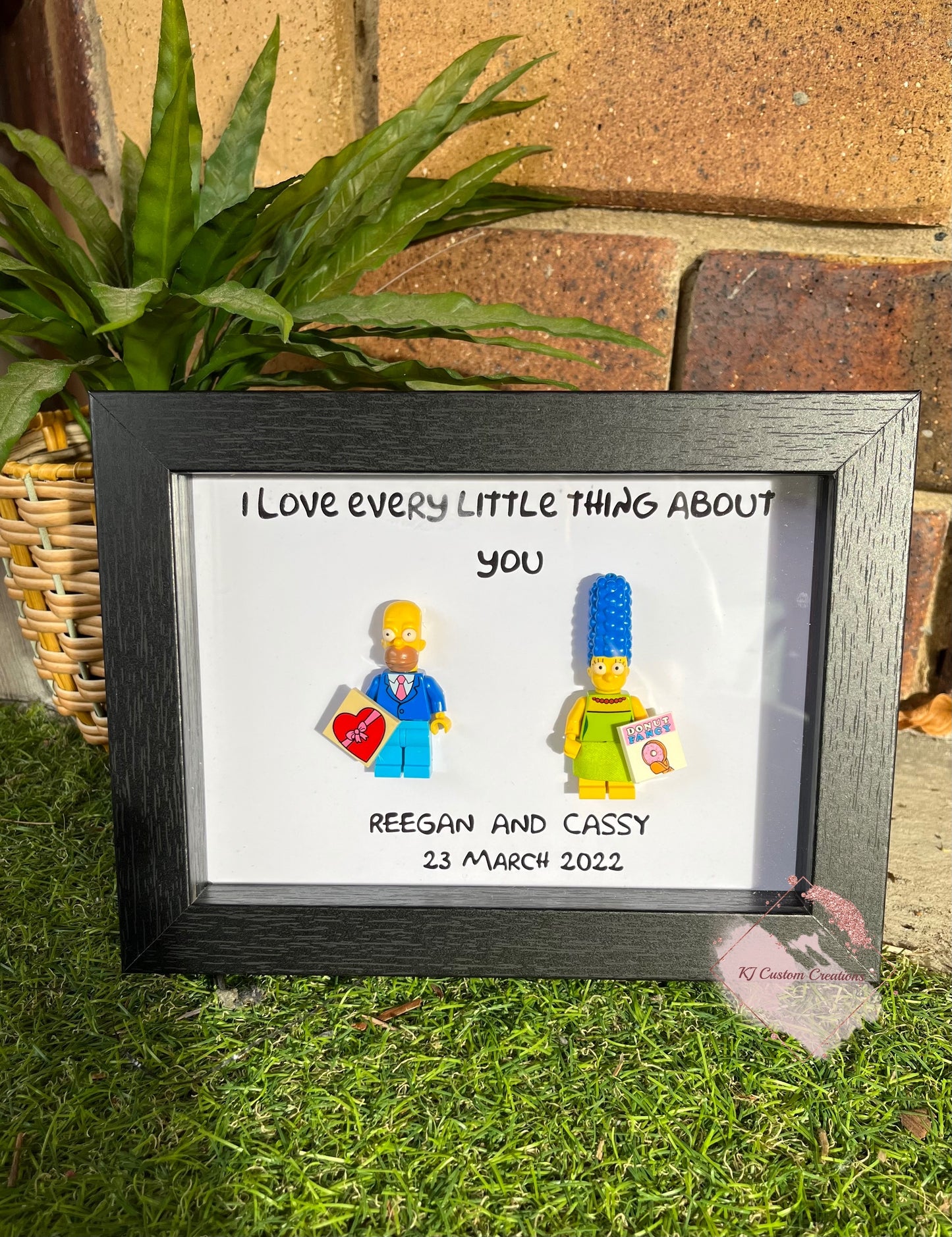 Homer and Marge Valentines Frame  - Wedding, Anniversary and Couples Gift