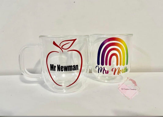 Personalised Double Walled Glass Teacher Mugs