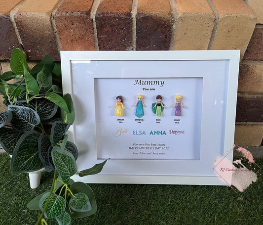 Female Princesses Figurine Frame - Mother’s Day, Birthdays, Anniversaries and Special Occasions